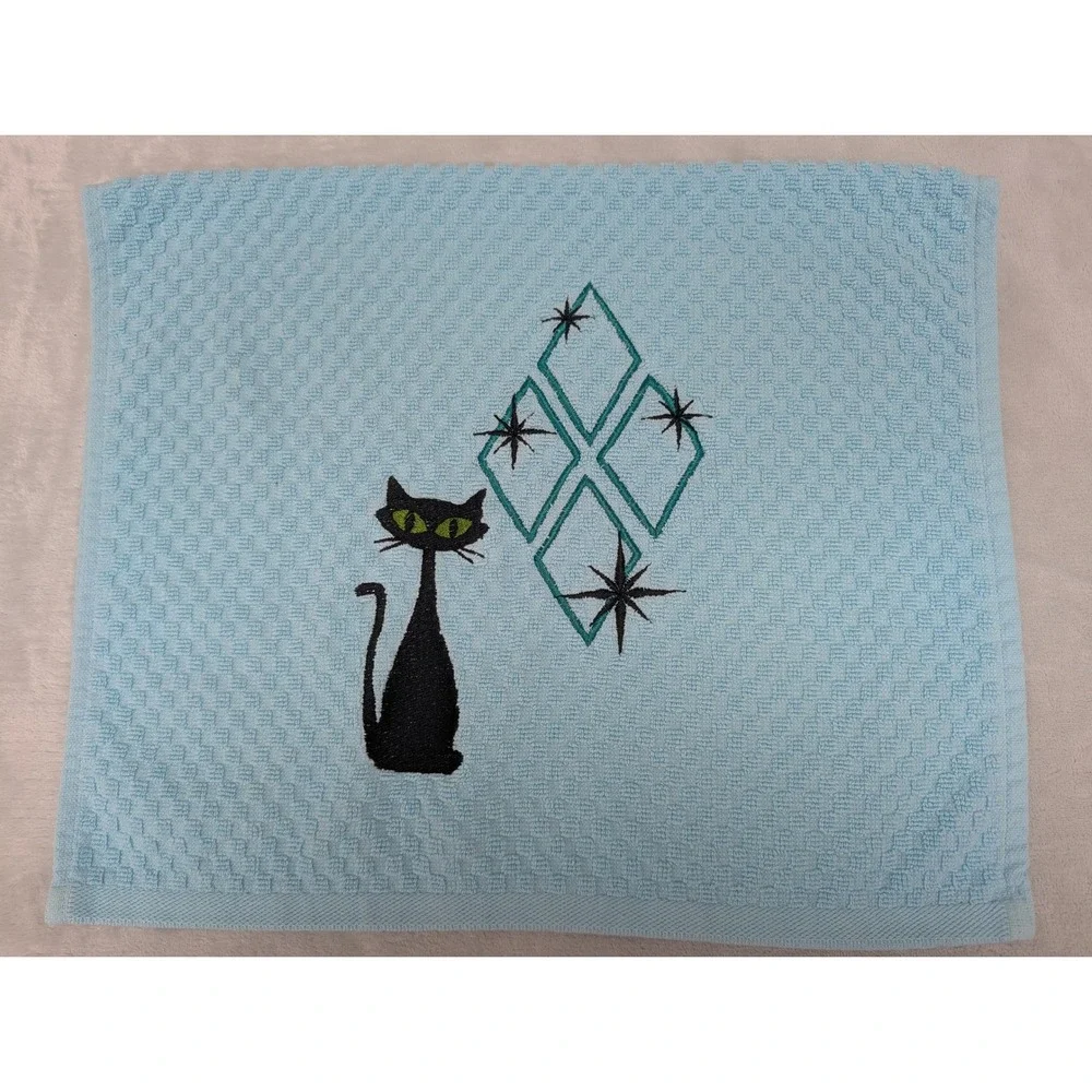 Mid Mod Cat Retro Mid Century Modern Atomic Kitchen Bath Hand Bar Towel